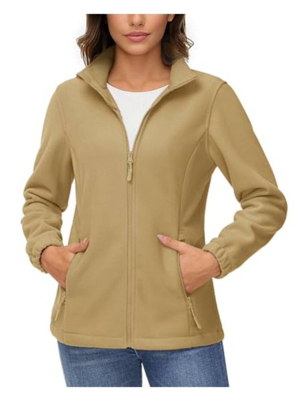 Fleece Jacket Lightweight Soft Full Zip Sweatshirt Casual Women's